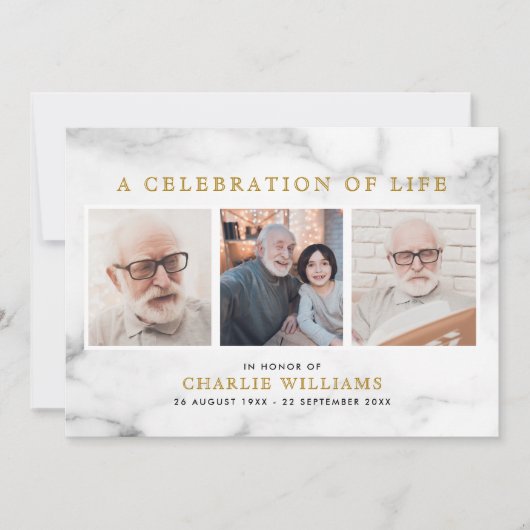 Moderne Marmeren Viering van het Leven Memorial 3- Kaart (Voorkant)