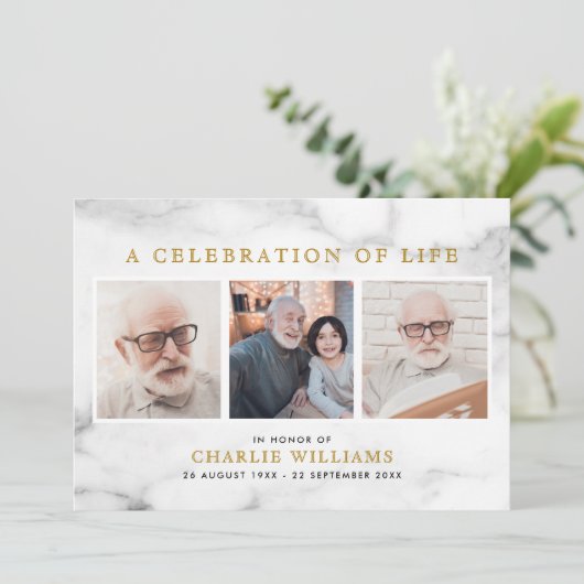 Moderne Marmeren Viering van het Leven Memorial 3- Kaart (Staand voorkant)