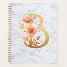 Moderne marmeren waterverf gouden monogram letter