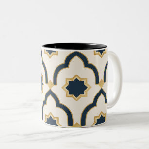 Moderne Marokkaanse marine gouden geometrische mok