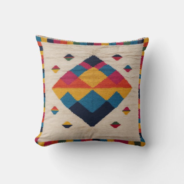 Moderne Marokkaanse Witte Kilim Kussens: Minimalis Kussen (Voorkant)