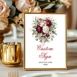 Moderne Maroon Bloemen Eucalyptus Goud Aangepaste Poster