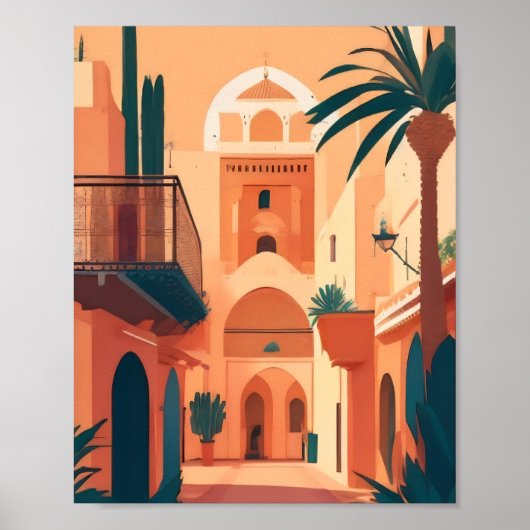 Moderne Marrakech Marokko Flat Vector Art Poster (Voorkant)