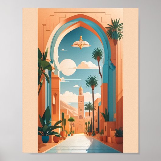 Moderne  Marrakech Marokko Flat Vector Art Poster (Voorkant)