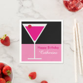 Moderne Martini Cocktail Roze Zwart Custom Verjaar Servetten (Insitu)