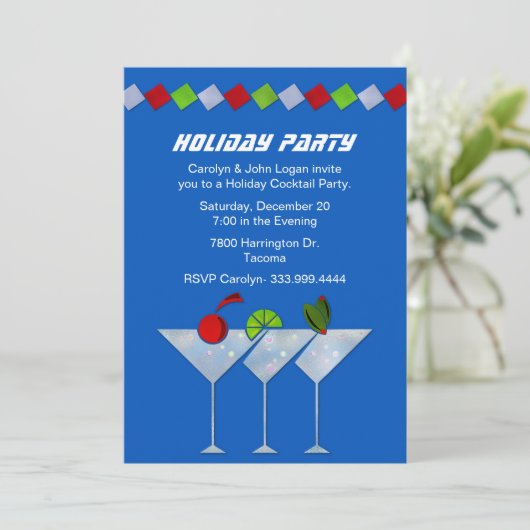 Moderne Martinis Holiday Cocktail Party Invitation (Debout devant)