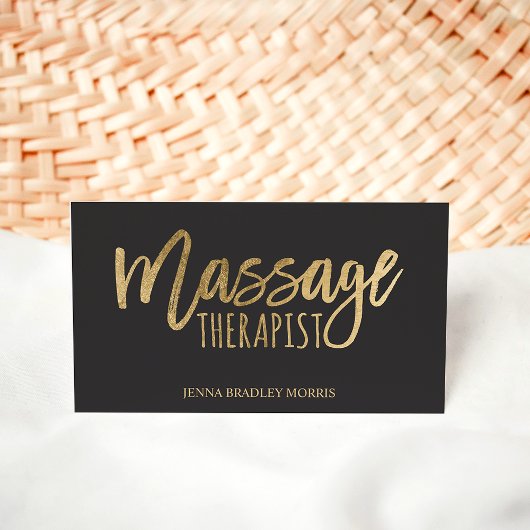Moderne massage therapeutisch script chic gold foi visitekaartje