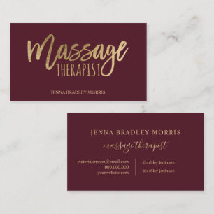 Moderne massage therapeutisch script chic gold foi visitekaartje