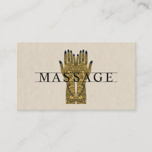 Moderne massagetherapeut Henna handen Visitekaartje