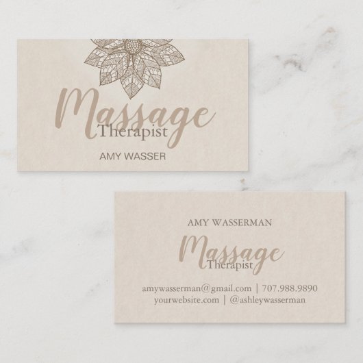 Moderne massagetherapeut Script Lotusbloem Visitekaartje (Voorkant / Achterkant)