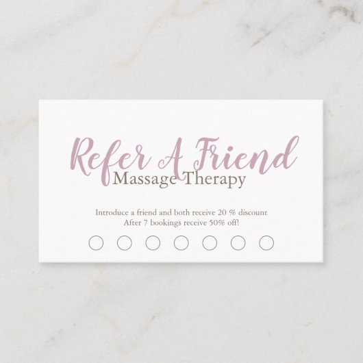Moderne massagetherapeut Script Roze Klantenkaartje (Voorkant)