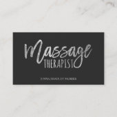 Moderne massagetherapeut script zilveren folie visitekaartje (Voorkant)