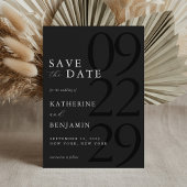 Moderne matte zwarte minimalistische bruiloft save the date