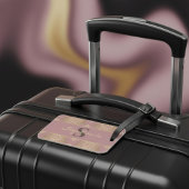 Moderne Mauve en gouden damast monogram Bagagelabel
