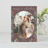 Moderne Mauve Foto Vintage Kerst Kaarten (Staand voorkant)