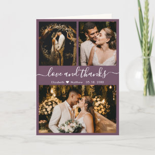 Moderne Mauve Mariage 3 Photo Collage Merci