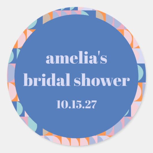 Moderne Maximalistische Blauwe Paarse Aangepaste B Ronde Sticker (Voorkant)