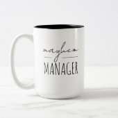 Moderne "Mayhem Manager" Moederdag Gift Tweekleurige Koffiemok (Links)