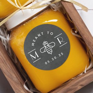 Moderne 'Meant to Bee' Houten Bruiloft Favoriet Kr Ronde Sticker