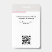 Moderne medewerker Logo, foto, QR-code, naam Badge (Achterkant)