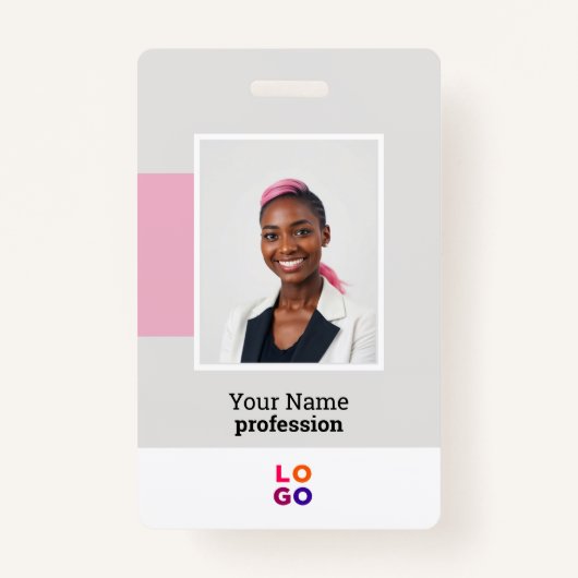 Moderne medewerker Logo, foto, QR-code, naam Badge (Voorkant)