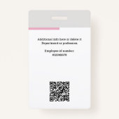Moderne medewerker Logo, foto, QR-code, naam Badge (Achterkant)