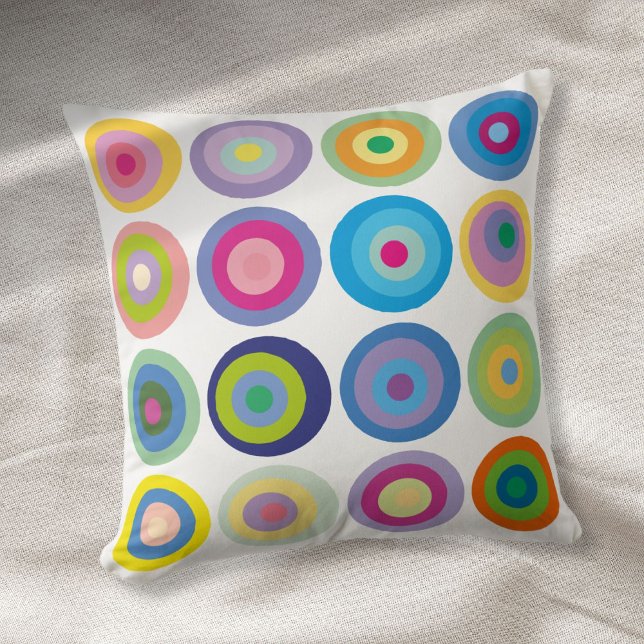 Moderne mediane cirkels patroon kleurrijk kussen (Modern Mid Century Circles Pattern Colorful Throw Pillow)