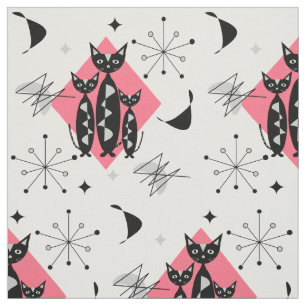 Moderne mediane retro-kattenpatroonpatronen stof