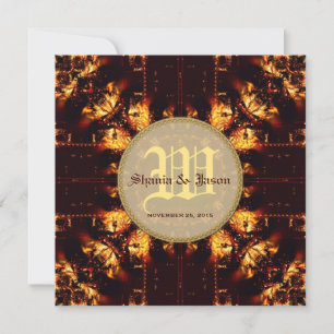 Moderne medieval Fire Monogram Weddenschap Kaart