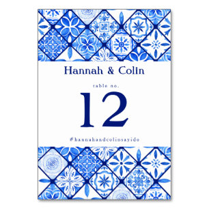Moderne mediterrane blauwe Tegel bruiloft Kaart