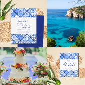 Moderne mediterrane blauwe Tegel bruiloft Menu