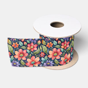 Moderne meerkleuren bloemen lint