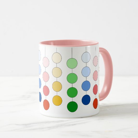Moderne, meerkleurige hangende cirkels mok (Voorkant rechts)
