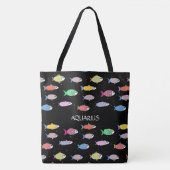 Moderne meerkleurige vis op zwart draagtas (Voorkant)