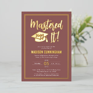 Moderne Meester Afgestudeerd Master's Degree Afstu Folie Uitnodiging