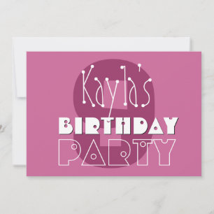 Moderne Meisjes 9e Verjaardag Roze Sterren Ver 002 Kaart