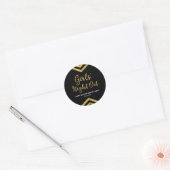 Moderne Meisjes Nacht Uit Faux Gold Chevron Ronde Sticker (Envelop)