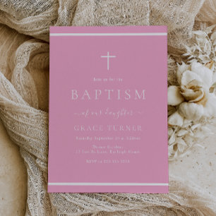 Moderne Meisjes Roze Doop Witte Rand Kaart