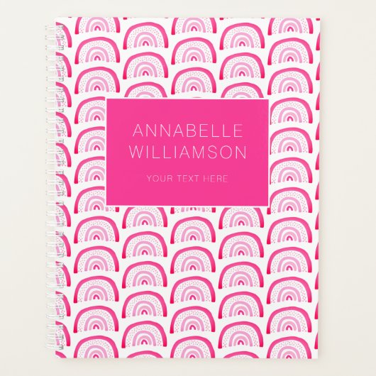 Moderne Meisjes Roze Regenboog Patroon Jaarlijks Planner (Voorkant)