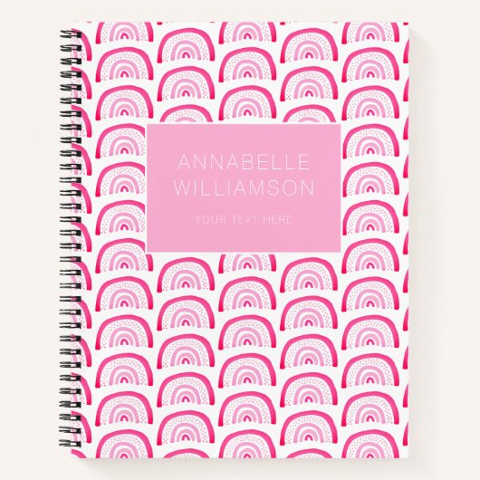 Moderne Meisjes Roze Regenboog Patroon Notitieboek (Voorkant)