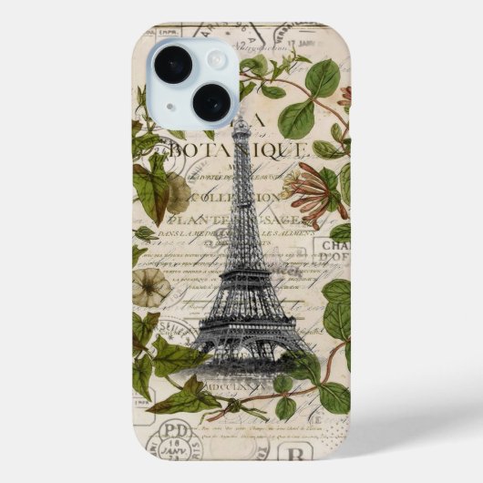 Moderne meisjesachtige bladeren krans Paris Eiffel Case-Mate iPhone Case (Achterkant)