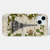 Moderne meisjesachtige bladeren krans Paris Eiffel Case-Mate iPhone Case (Achterkant (horizontaal))