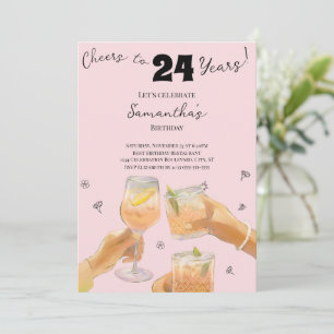 Moderne Meisjesachtige Cheers voor 24 Jaar Verjaar Kaart