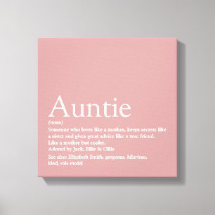 Moderne Meisjesachtige Roze Tante Tante Definitie Canvas Afdruk