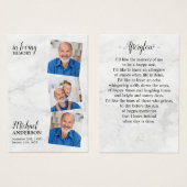 Moderne Memorial Funeral Kaart 3 Foto (Voorkant /achterkant)