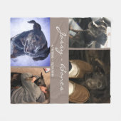 Moderne Memorial Pet Photo Collage Taupe Fleece Deken (Voorkant (Horizontaal))
