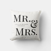 Moderne meneer en mevrouw aangepaste naam zwart en kussen (Voorkant)