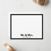 Moderne meneer en mevrouw.Uw achternaam zwart wit Notitiekaartje (Voorkant / Achterkant in situ)
