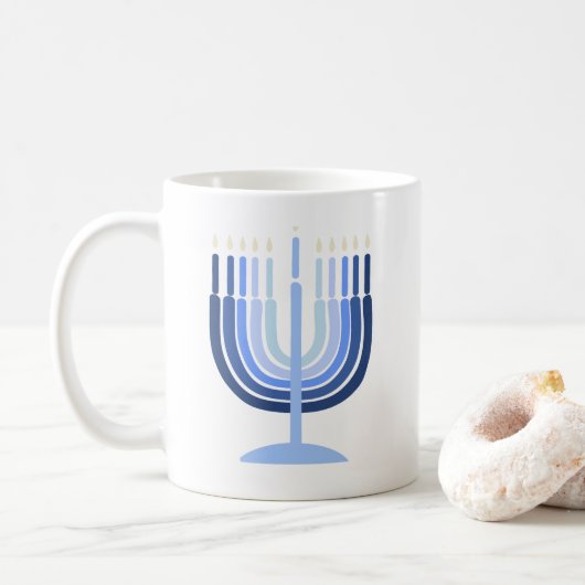 Moderne Menorah Chanoeka Mok (Met donut)