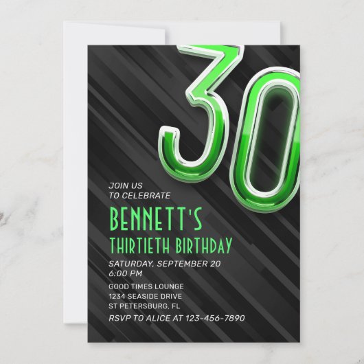 Moderne Mens 30e anniversaire Invitation (Devant)